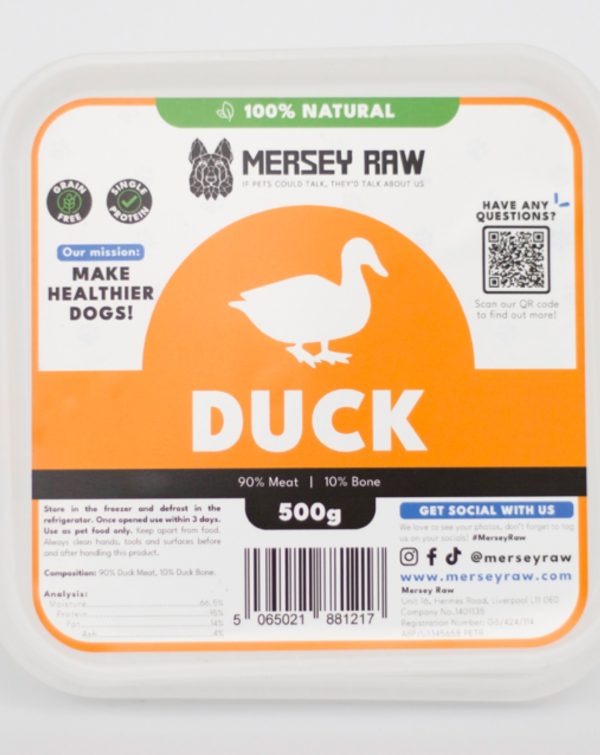 Duck Dog Food 500g, 100% Natural, Duck Graphics.