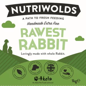 Packaging of Nutriwolds Rawest Rabbit pet food 500g.