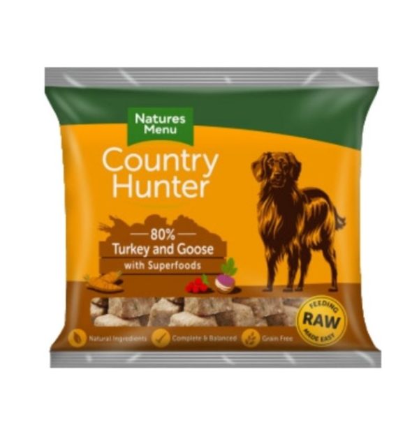 Natures Menu Goose & Turkey Nuggets with Dog Illustration.